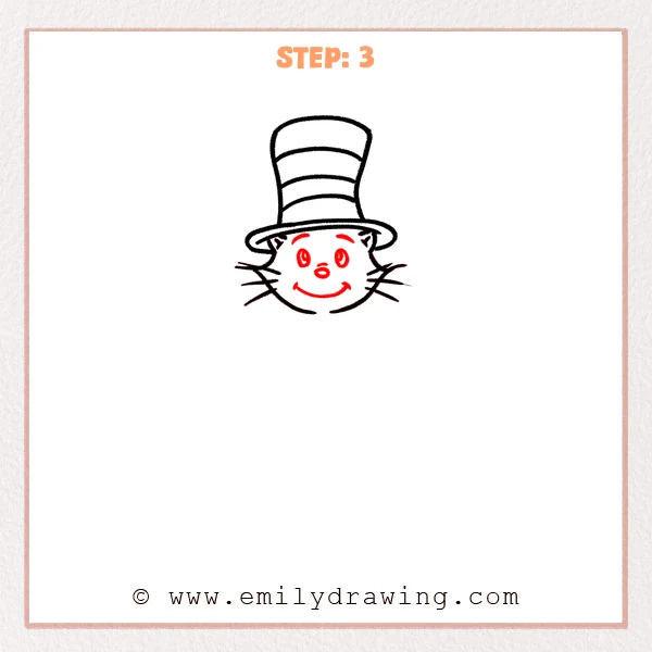 how to draw a cat in the hat - Step 3